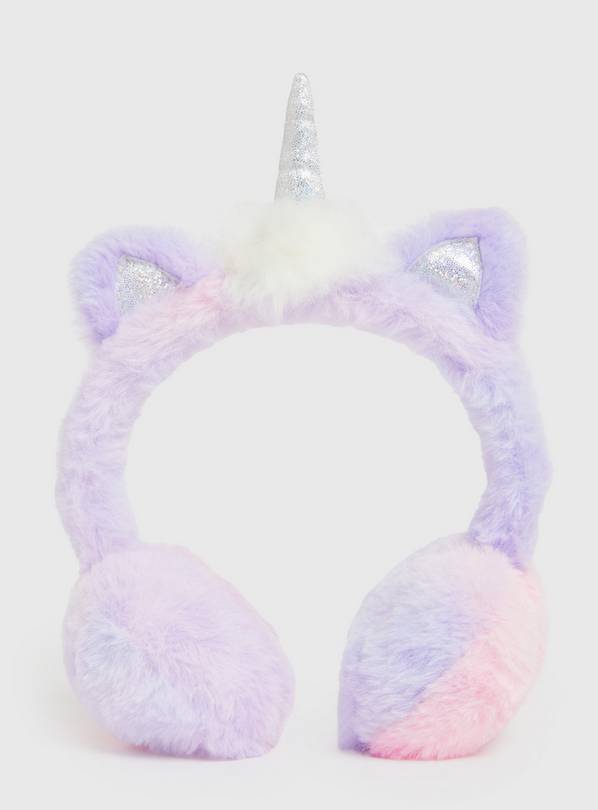Lilac Faux Fur Unicorn Ear Muffs One Size